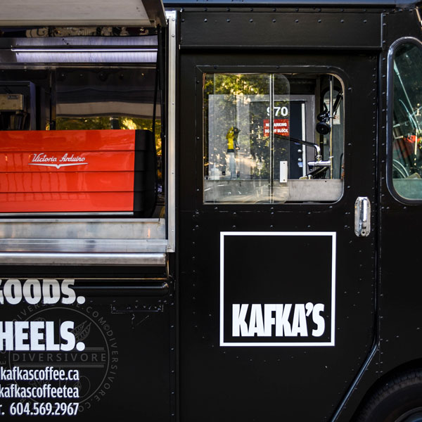 The side of the Kafka's Coffee food truck 