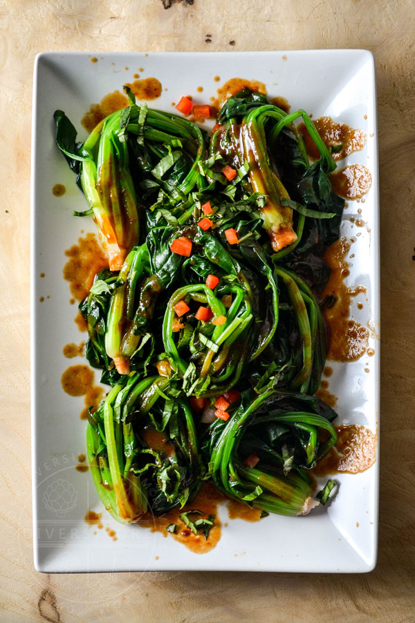 Blanched Taiwanese spinach with 'pho-style' sauce