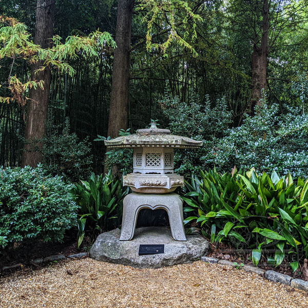 Japanese stone lantern in the Birmingham Botanical Gardens, Alabama