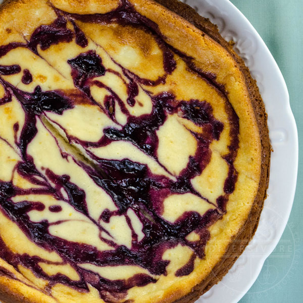 Ricotta cheesecake with blueberry and lemon