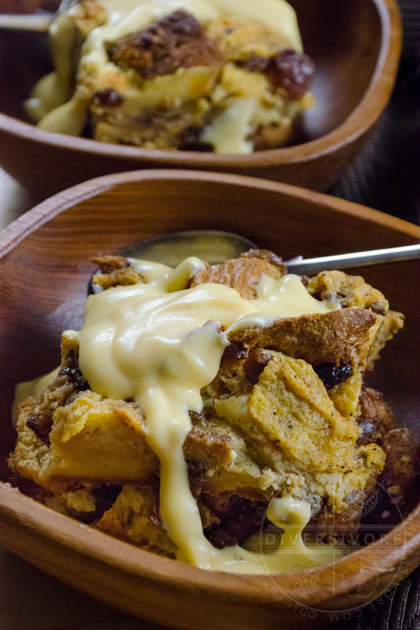 Panettone bread pudding with rum crème anglaise